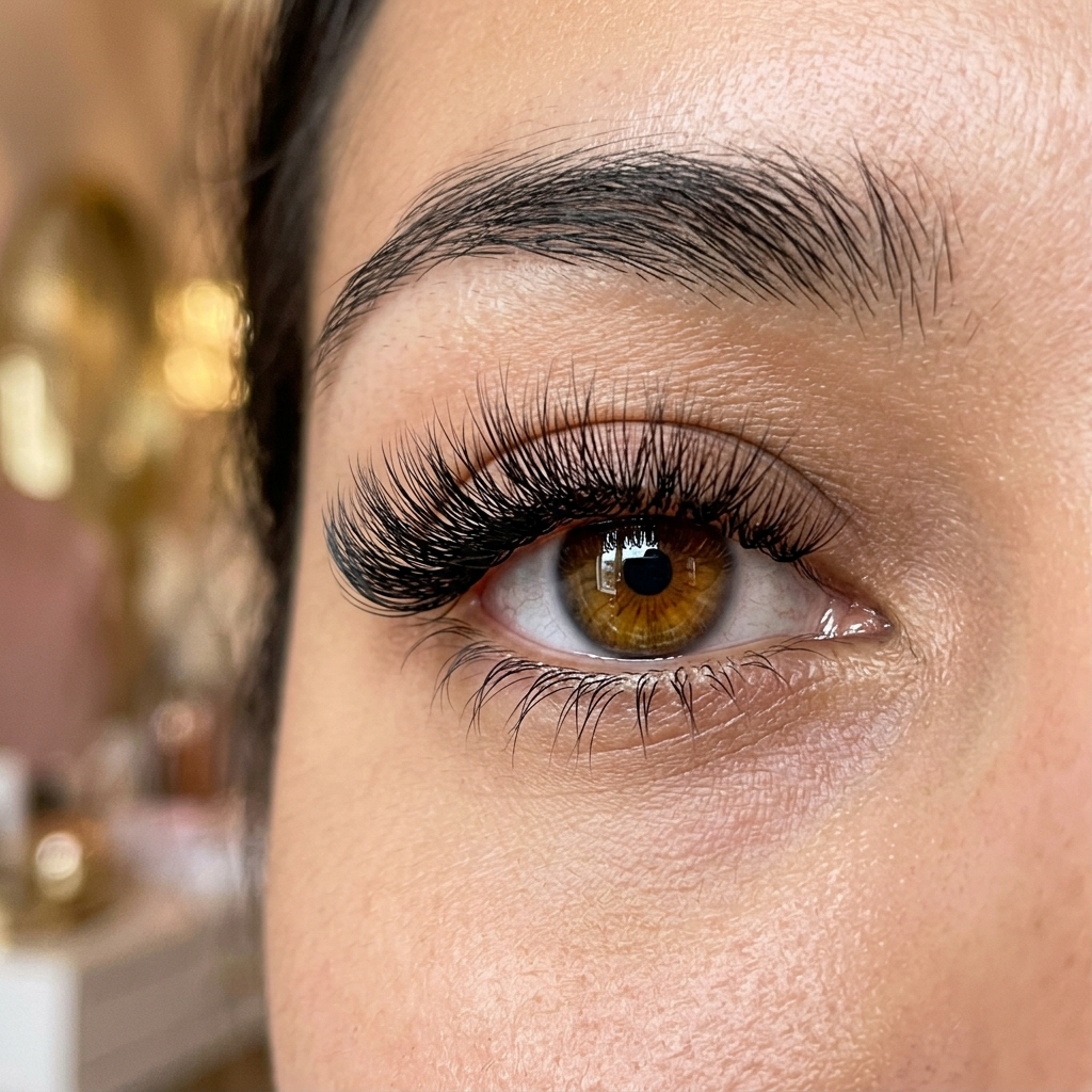 Hybrid Eyelash Extensions textured volume look